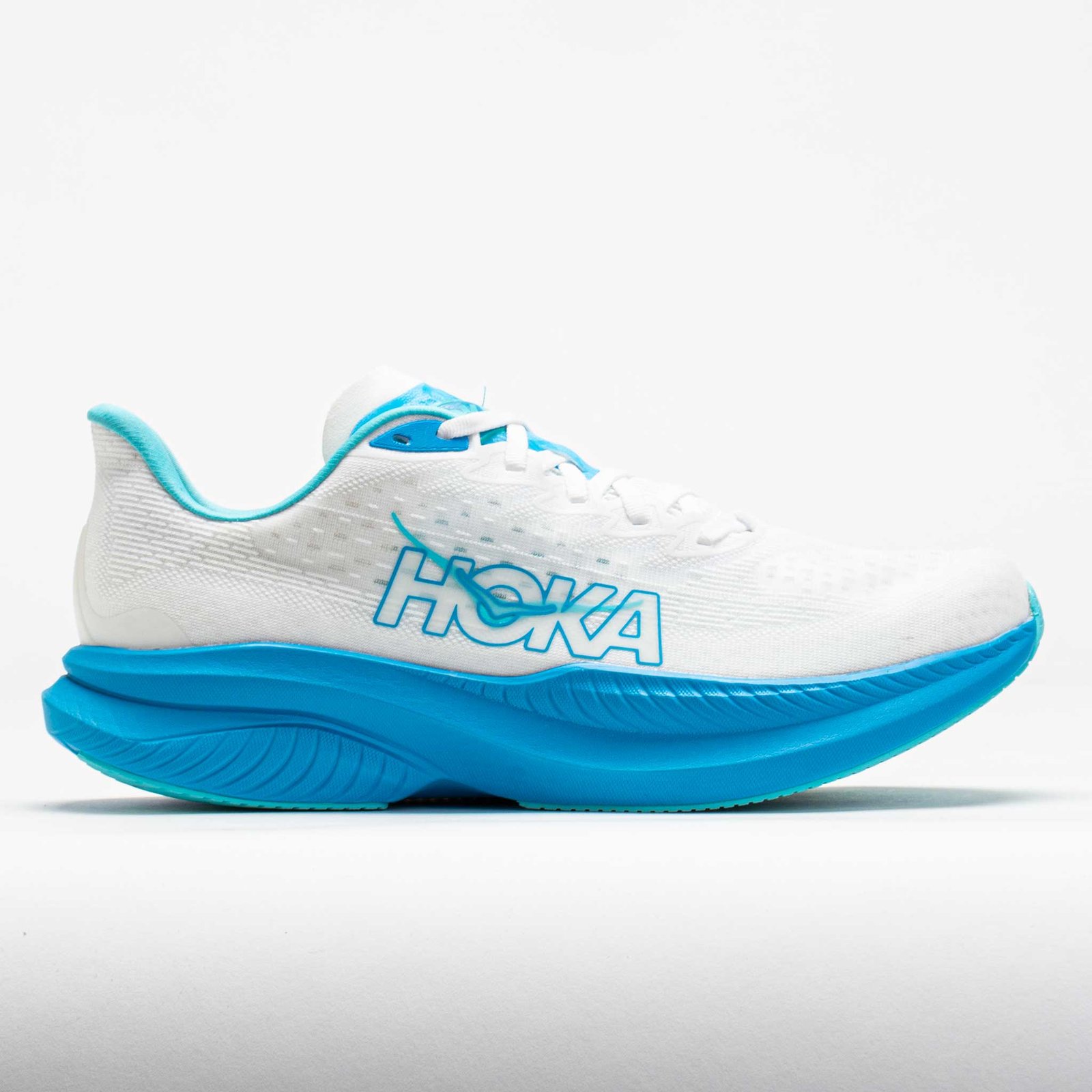 HOKA Mach 6 Mens White/Skyward Blue