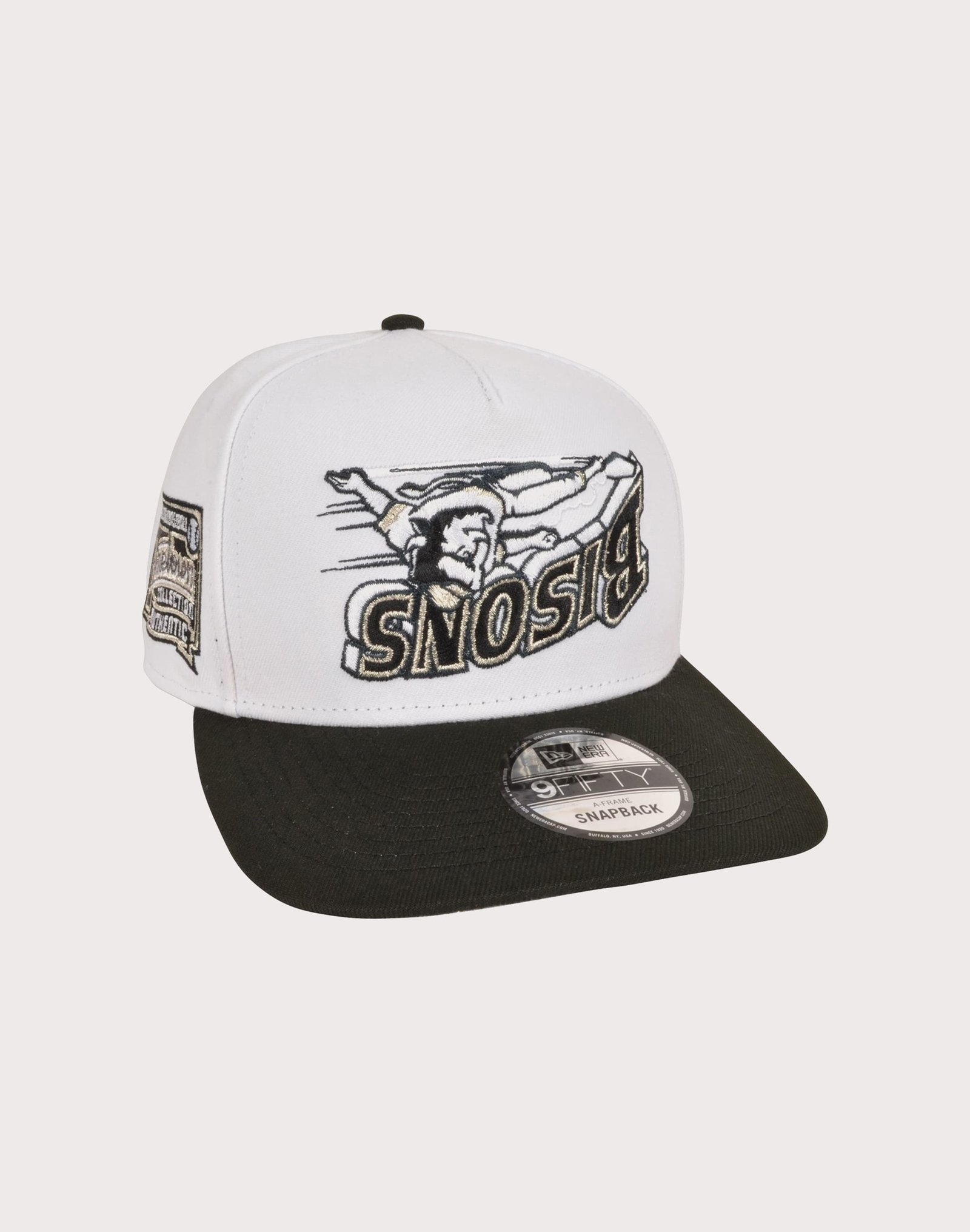 New Era MILB Buffalo Bison 9FIFTY Upside Down Logo Snapback Hat-White/Black - Image 2