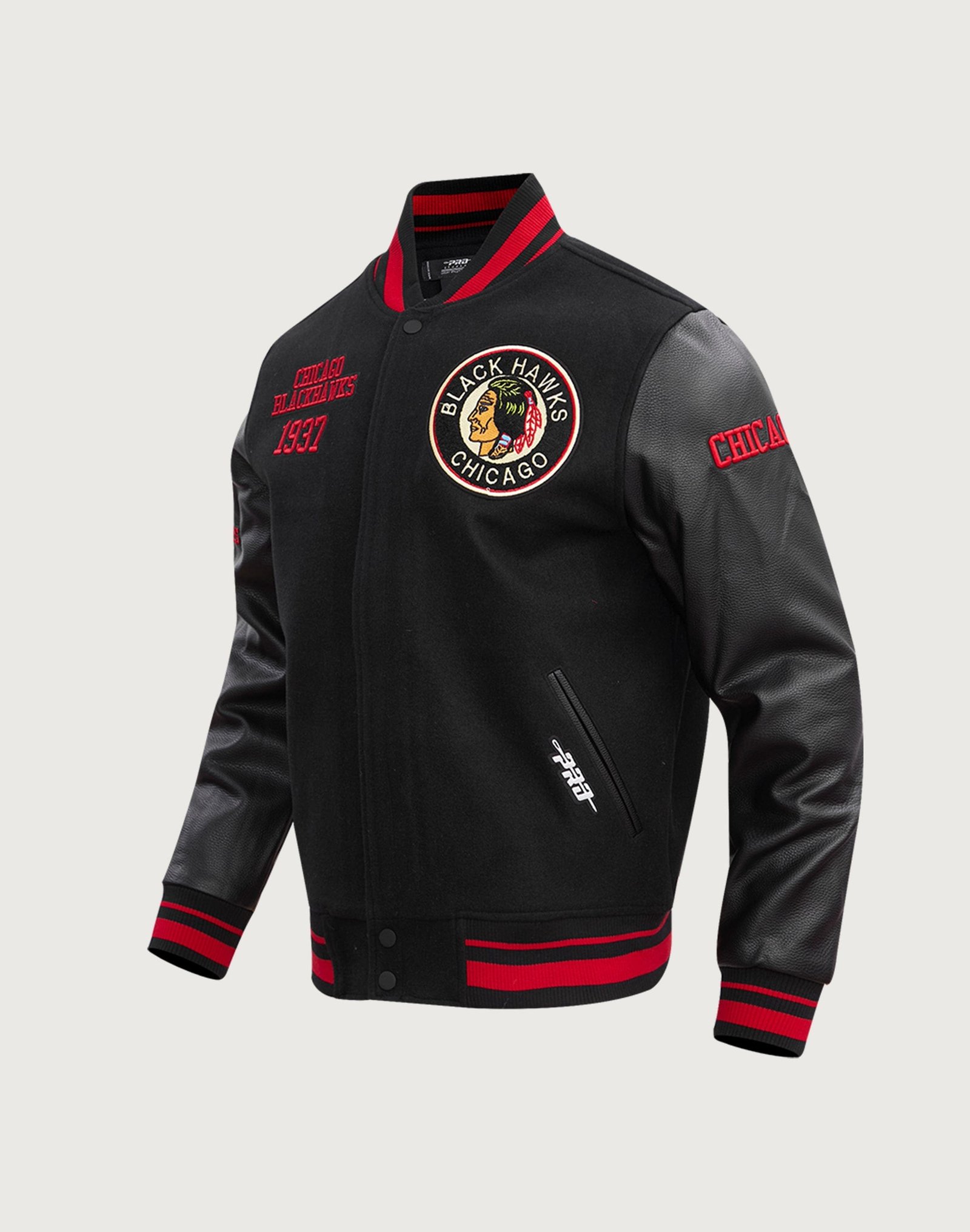 Pro Standard NHL Chicago Blackhawks Retro Classic Rib Wool Varsity Jacket - Image 2