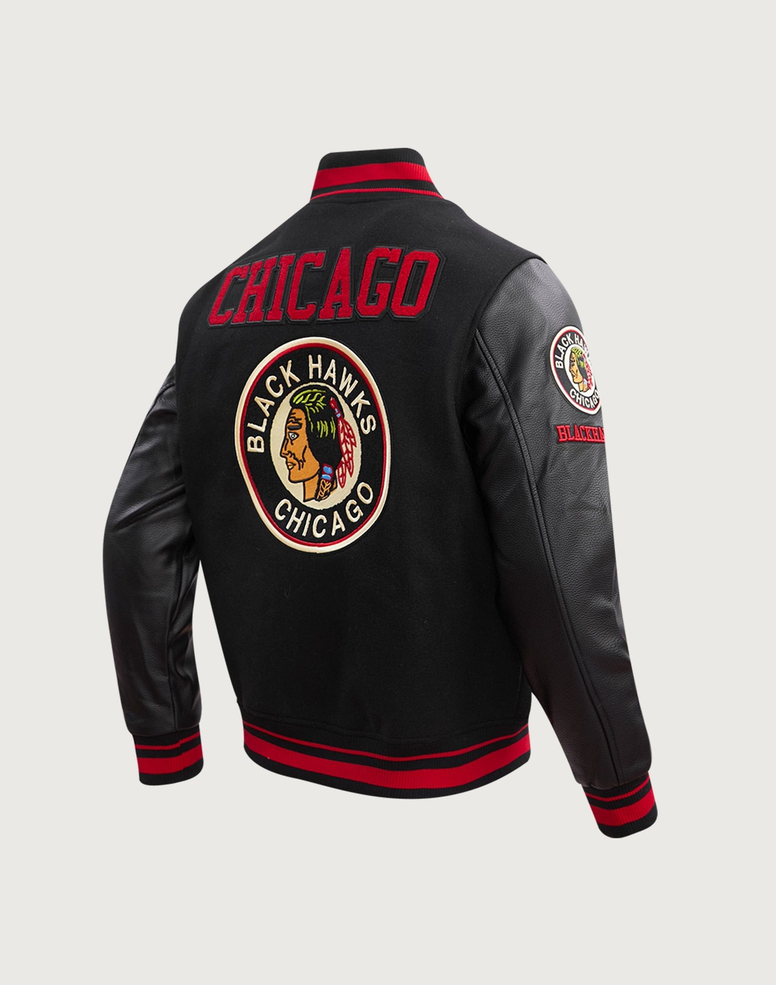 Pro Standard NHL Chicago Blackhawks Retro Classic Rib Wool Varsity Jacket - Image 3