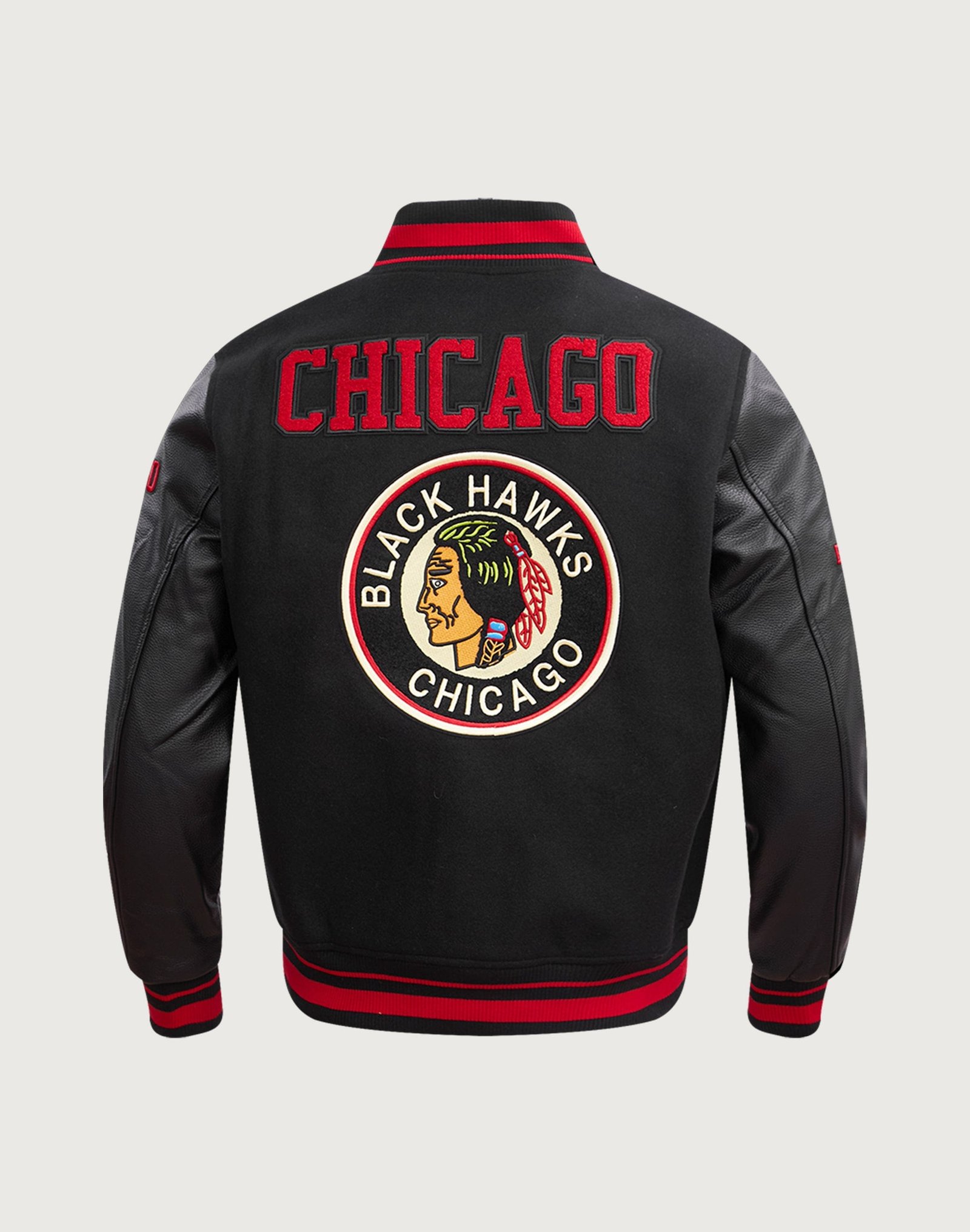Pro Standard NHL Chicago Blackhawks Retro Classic Rib Wool Varsity Jacket - Image 4
