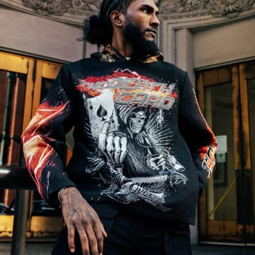 Majestik Death Card Rhinestone Tapestry Hoodie