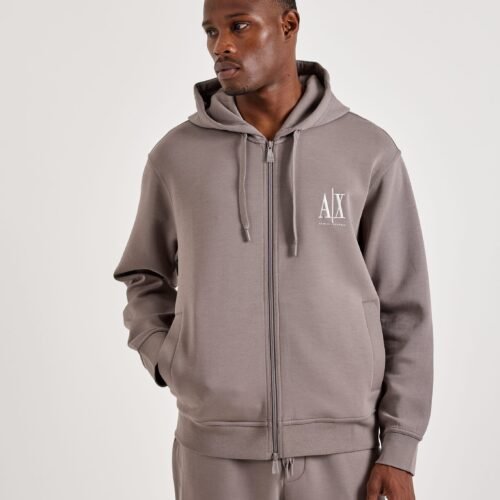 Armani Exchange Updated Icon Logo Fleece Full-Zip Hoodie