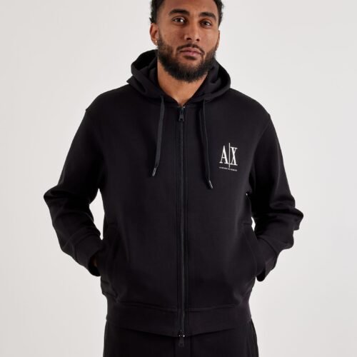 Armani Exchange Updated Icon Logo Fleece Full-Zip Hoodie