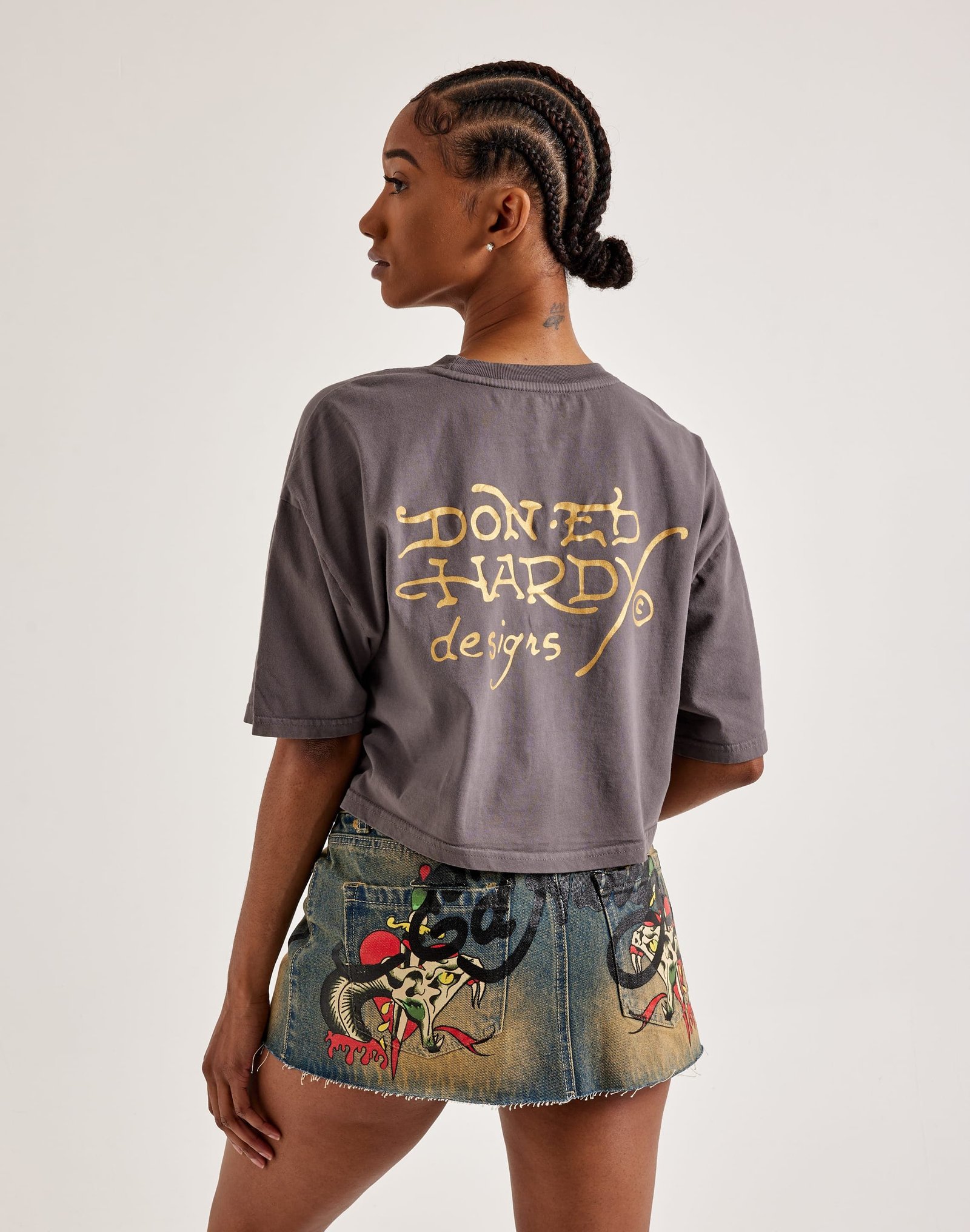 Ed Hardy Snake Heart Boxy Cropped Tee - Image 2