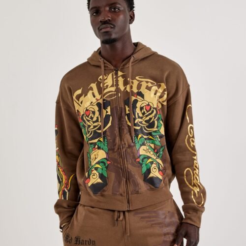 Ed Hardy Cross Full-Zip Fleece Hoodie