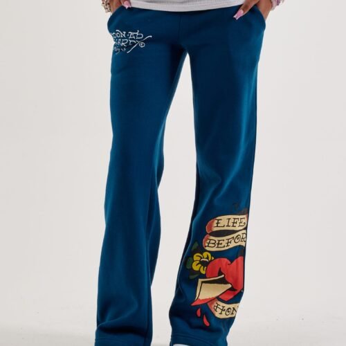 Ed Hardy Heart Skull Y2K Fleece Sweatpants