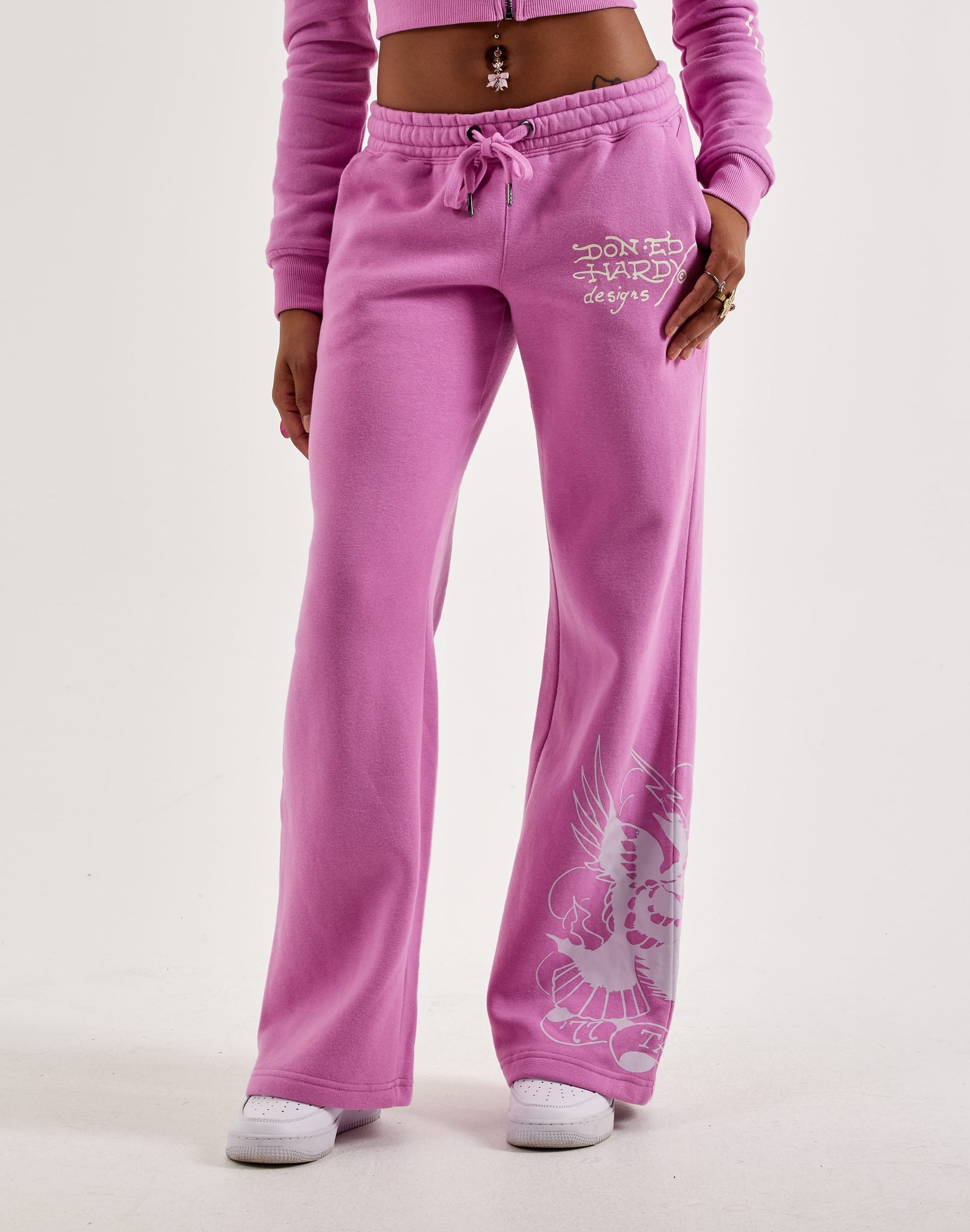 Ed Hardy Flower Skull Y2K Fleece Sweatpants