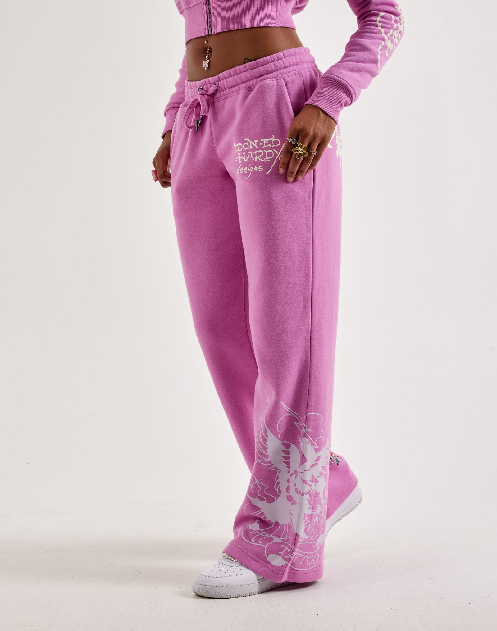 Ed Hardy Flower Skull Y2K Fleece Sweatpants - Image 3