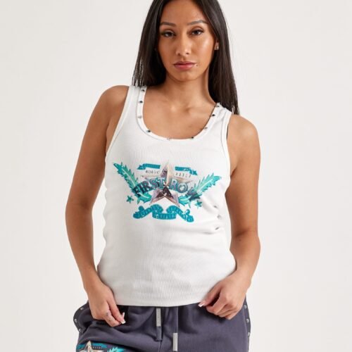 First Row Washed Graphic Tank Top