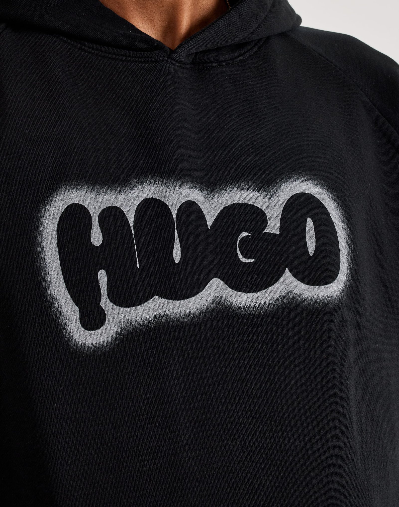 Hugo Nuneony Acid Wash Graffiti Fleece Hoodie - Image 2