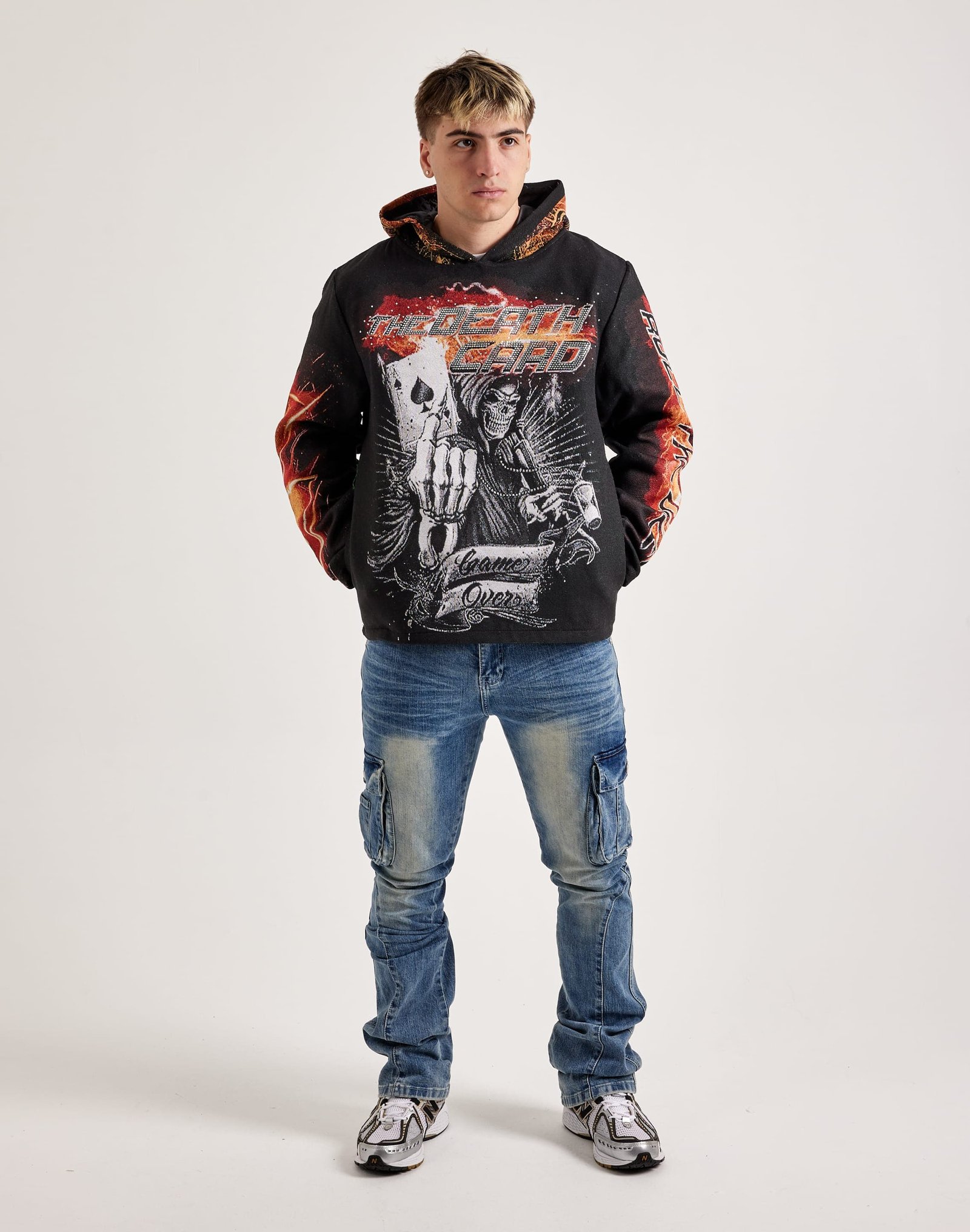 Majestik Death Card Rhinestone Tapestry Hoodie - Image 5