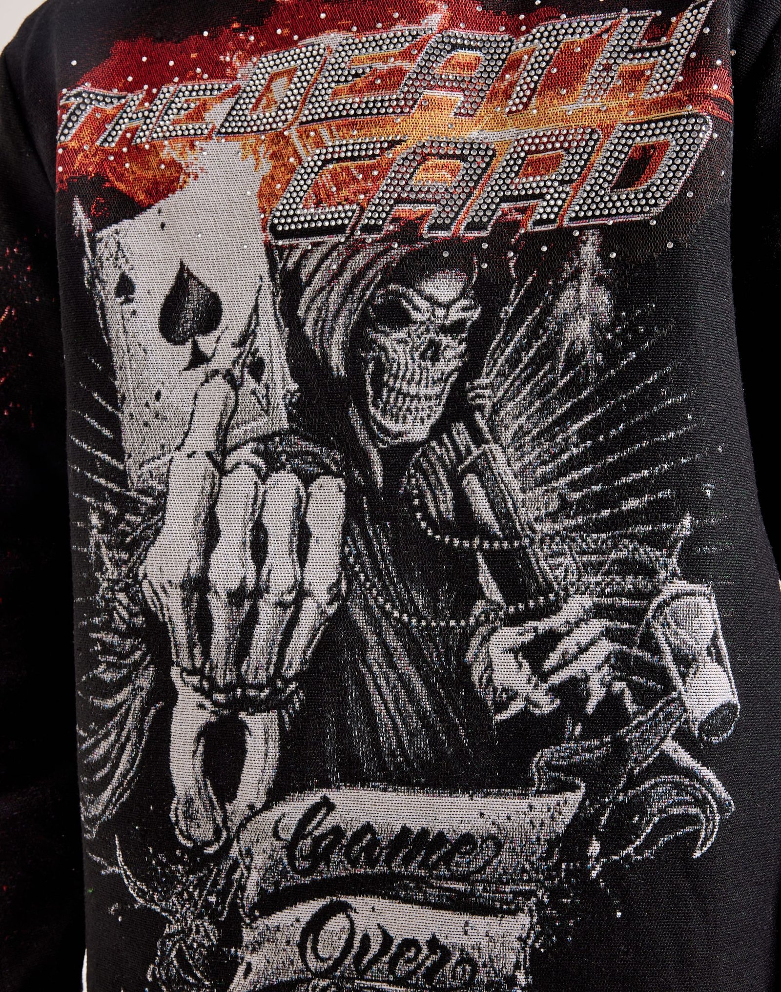 Majestik Death Card Rhinestone Tapestry Hoodie - Image 3