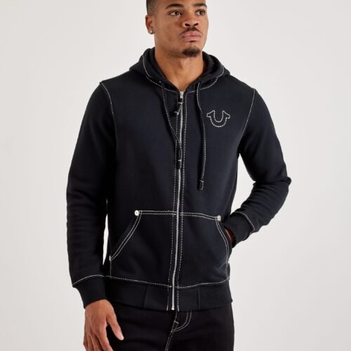 True Religion Big T Full-Zip Fleece Hoodie