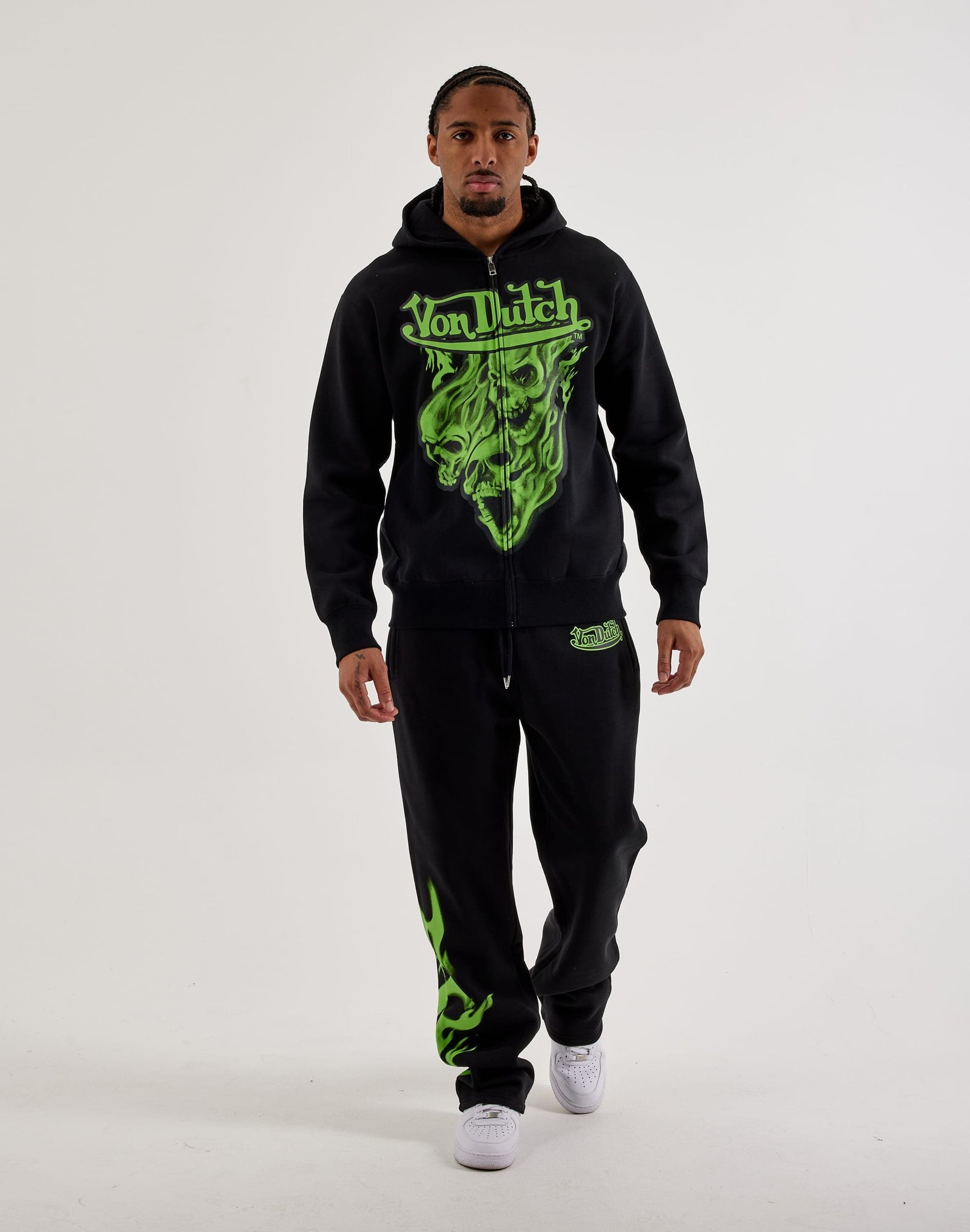 Von Dutch Ghost Flames Fleece Full-Zip Hoodie - Image 4