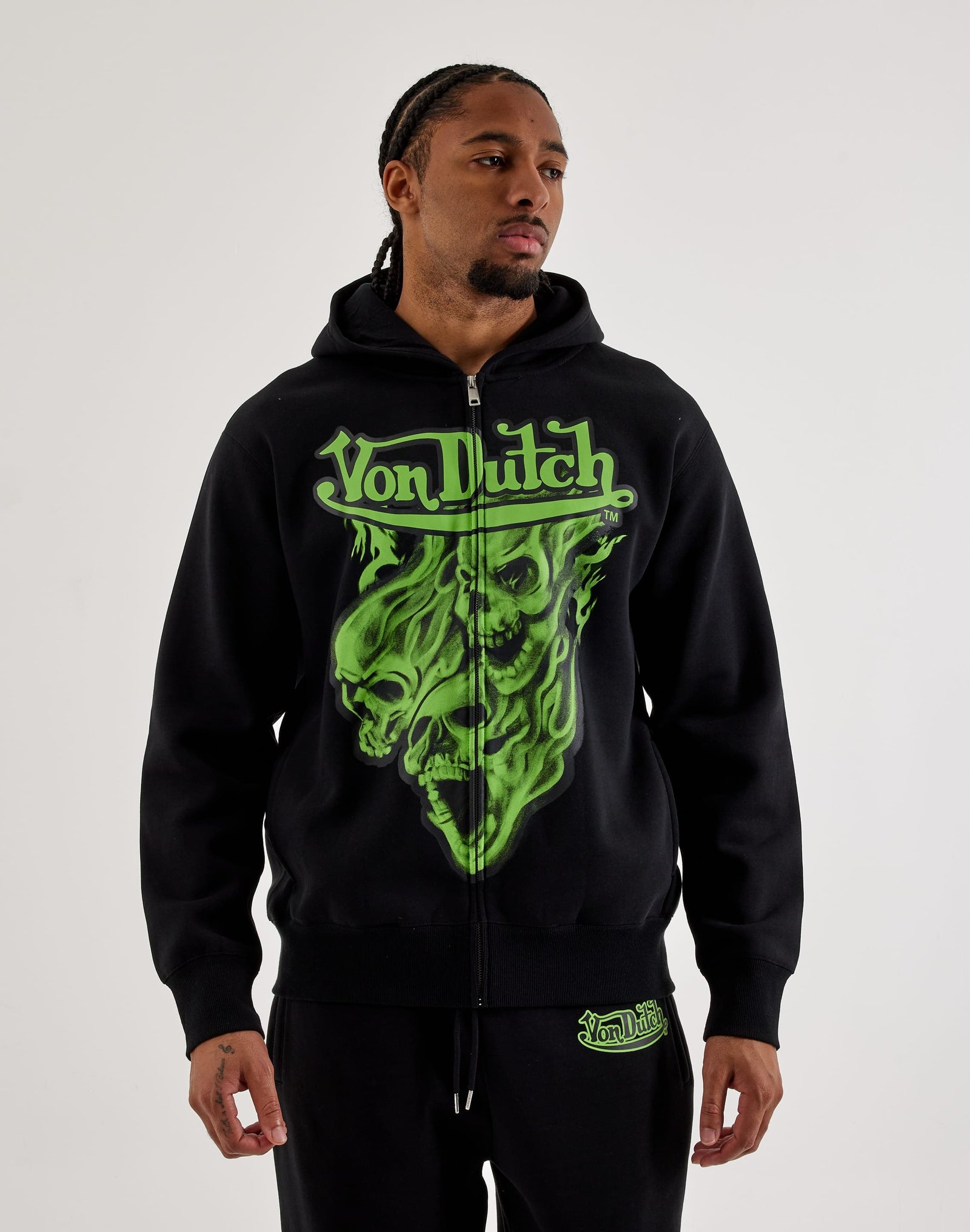 Von Dutch Ghost Flames Fleece Full-Zip Hoodie
