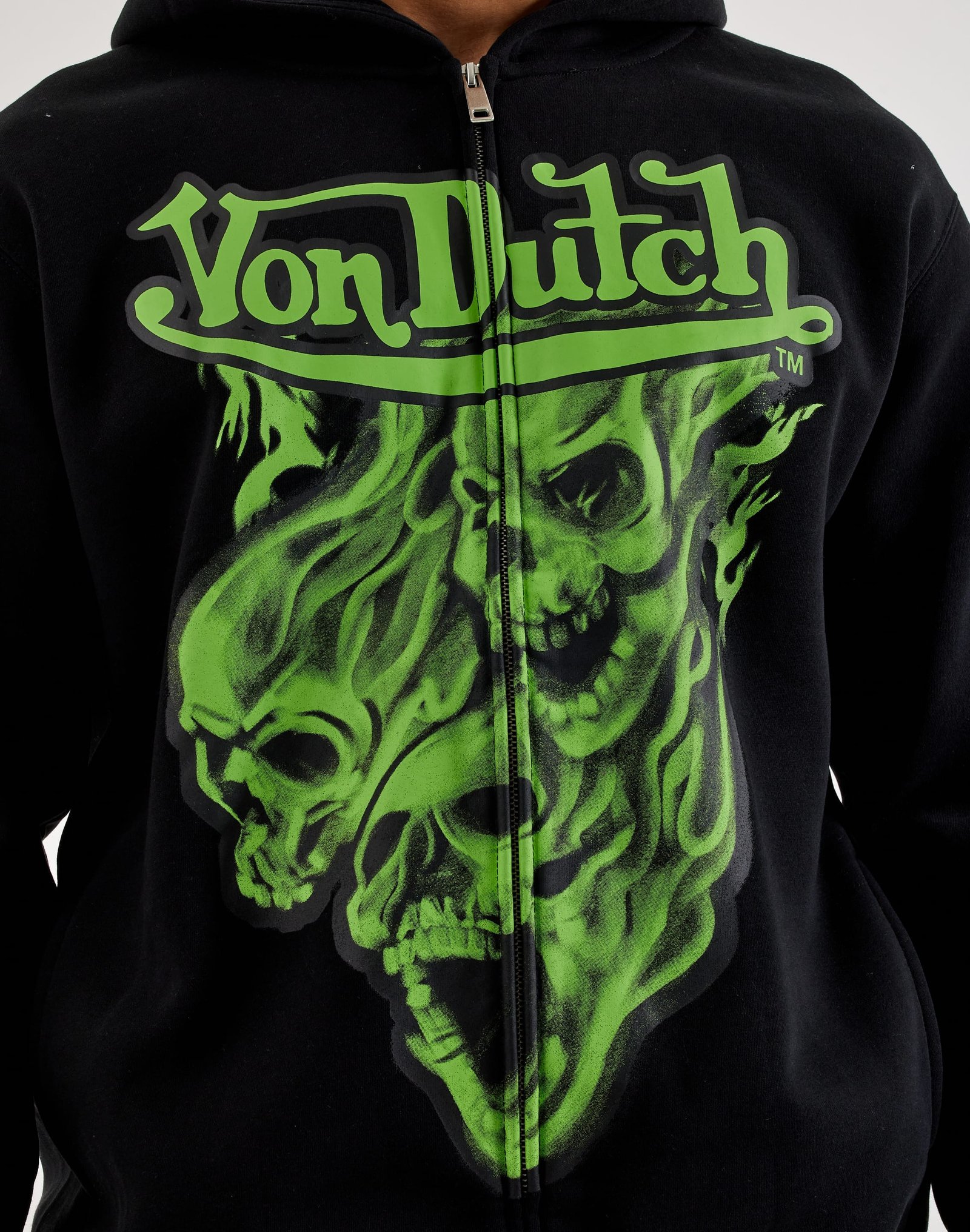 Von Dutch Ghost Flames Fleece Full-Zip Hoodie - Image 2