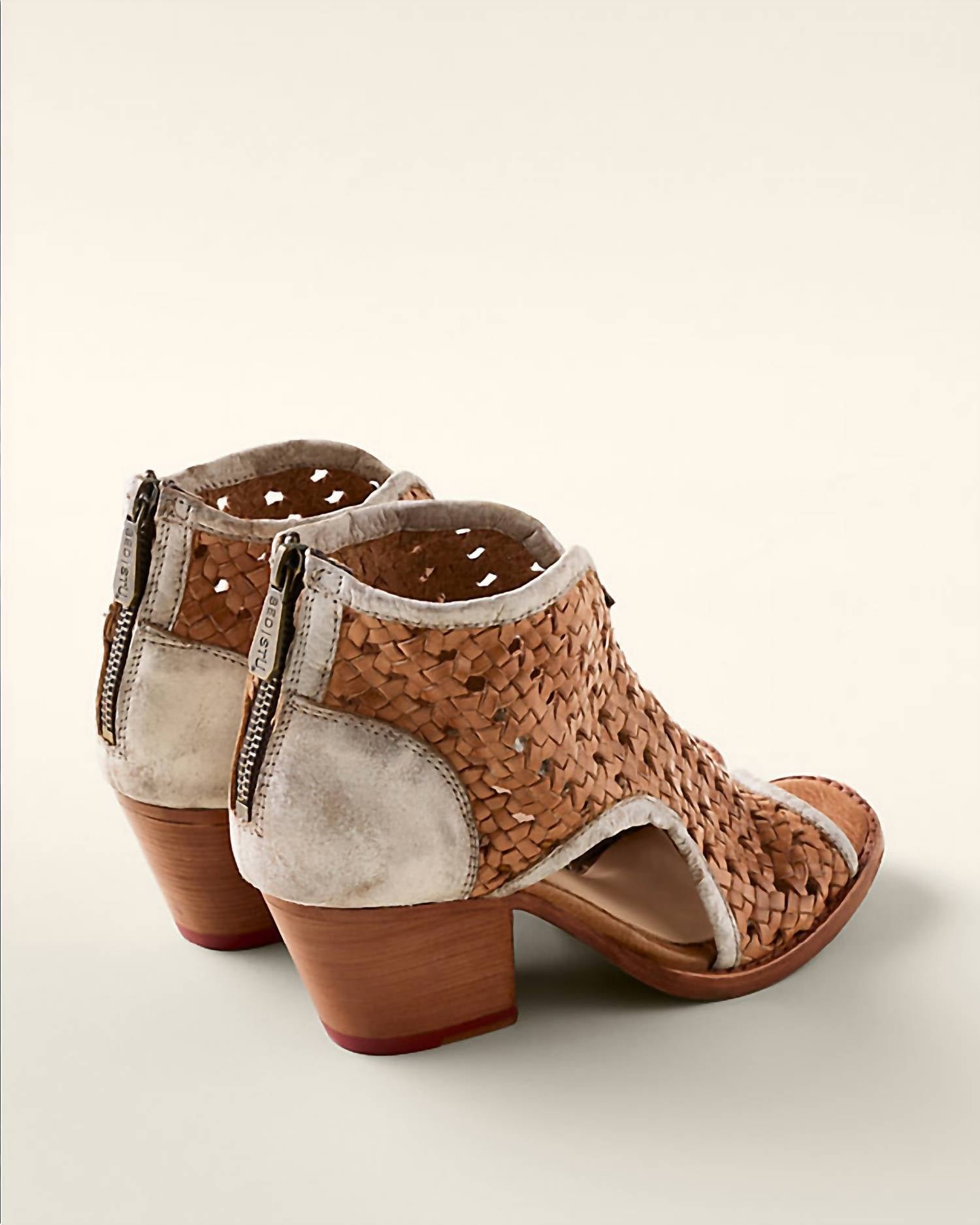 Bedstu - Women's Woven Leather Peep Toe Sandals - Image 2