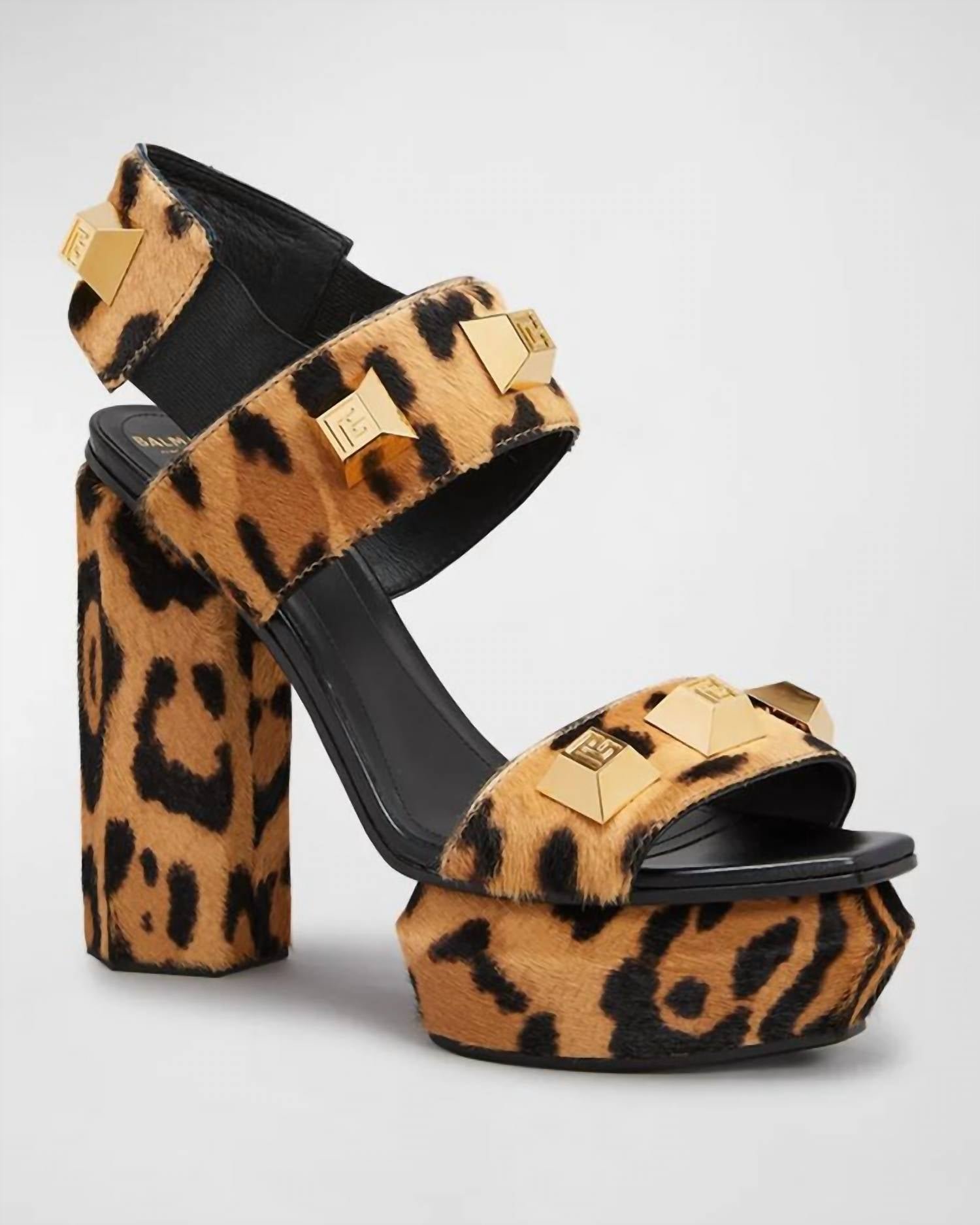 Balmain - Women's Ava Leopard Studded Platform Heeled Sandals - Image 2